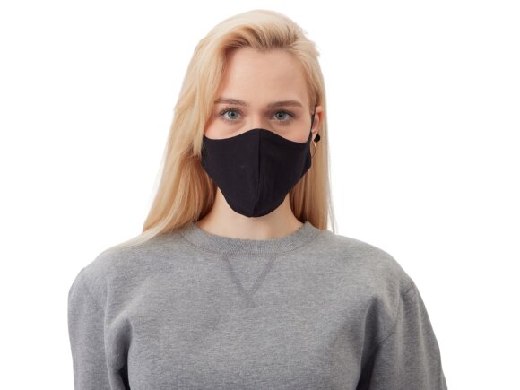 Маска для лица многоразовая с фиксаторами, черная Маска для лица многоразовая с фиксаторами, черная
