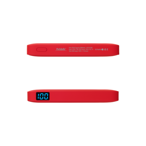 Внешний аккумулятор с подсветкой Ancor 5000 mAh, красный Внешний аккумулятор с подсветкой Ancor 5000 mAh, красный