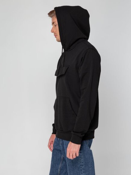 Худи унисекс с карманом на груди Chest Pocket, черное Худи унисекс с карманом на груди Chest Pocket, черное