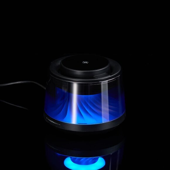 Bluetooth-колонка с подсветкой и беспроводной зарядкой Quantum, черная Bluetooth-колонка с подсветкой и беспроводной зарядкой Quantum, черная
