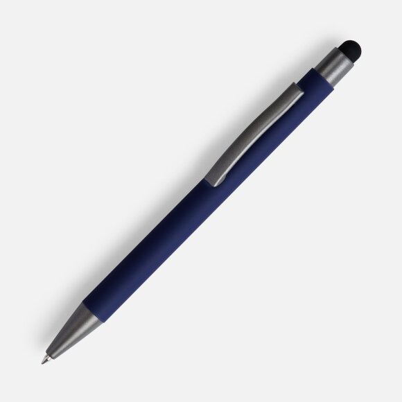 Ручка шариковая Atento Soft Touch со стилусом, темно-синяя Ручка шариковая Atento Soft Touch со стилусом, темно-синяя