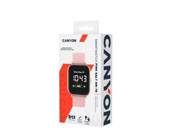 Смарт-часы со встроенным плеером Canyon SaltSW-78, розовый Смарт-часы со встроенным плеером Canyon SaltSW-78, розовый